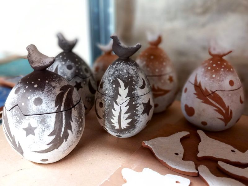 boîte en forme d'œuf - poterie contemporaine