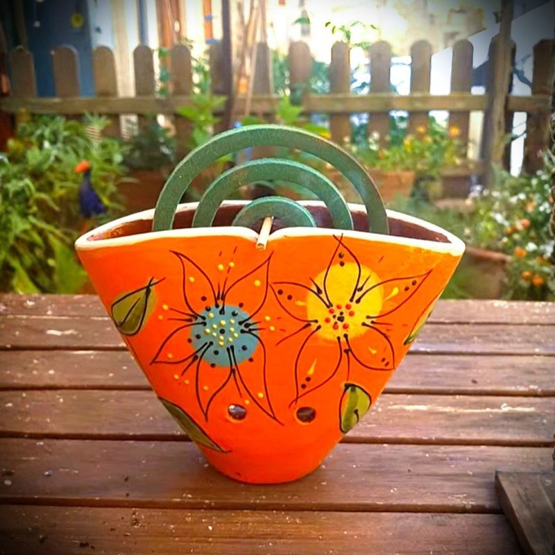 Carré - 65 bougeoir en faïence rouge - poterie jardin