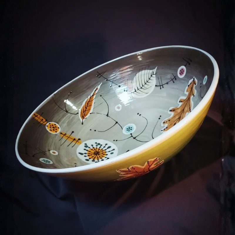 grand saladier decoré saladier poterie artisanale - Mid Century Modern style