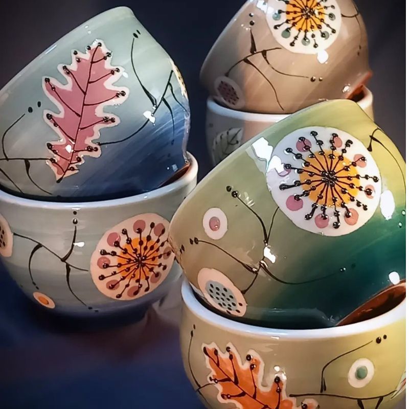 tasses terre vernissee oyas poterie artisanale - décorés à la main